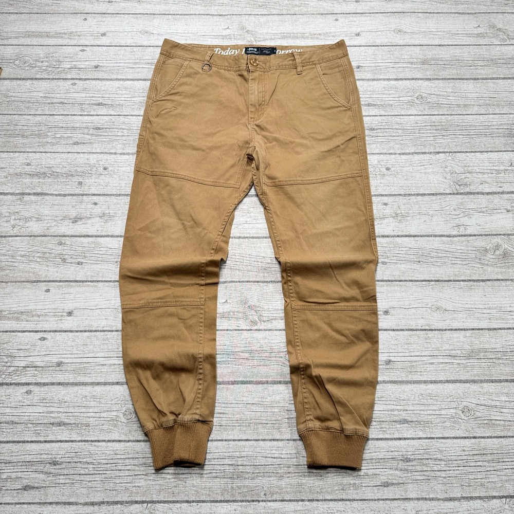 Publish Sweatpants Men's 34 Brown Reinforced Knee Tapered Leg Utility Joggers
